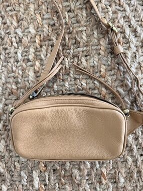 Beige HOBO Leather Crossbody Bag